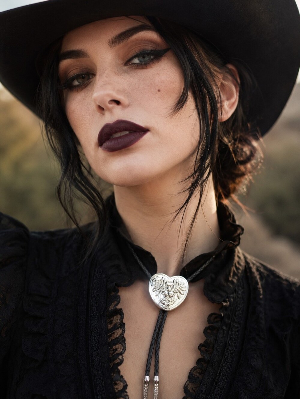 NEW Silver Heart Bolo Tie Necklace Western boho